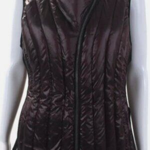 Calvin Klein Womens Maroon Mock Neck Full Zip Sleeveless Vest Jacket Size XL